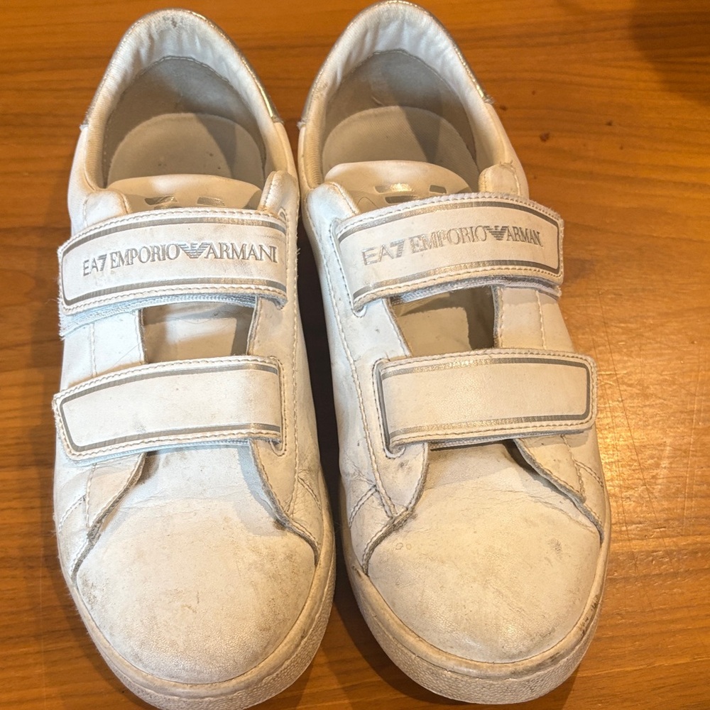 Emporio Armani  White Velcro Sneakers